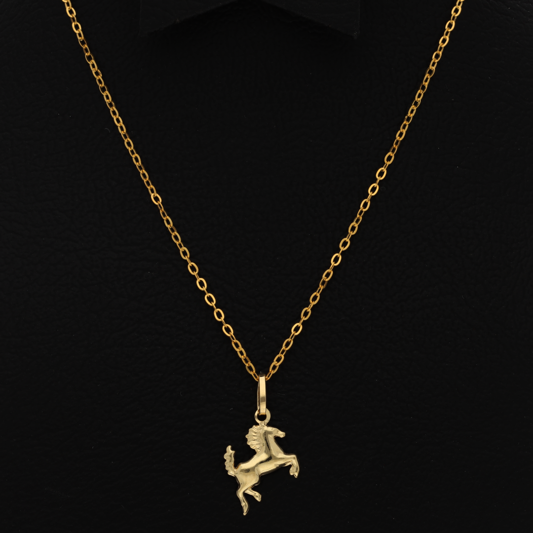 Gold Necklace (Chain with Horse Pendant) 18KT - FKJNKL18K9170