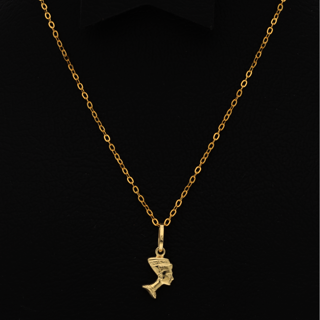 Gold Necklace (Chain with Egyptian Queen Pendant) 18KT - FKJNKL18K9171