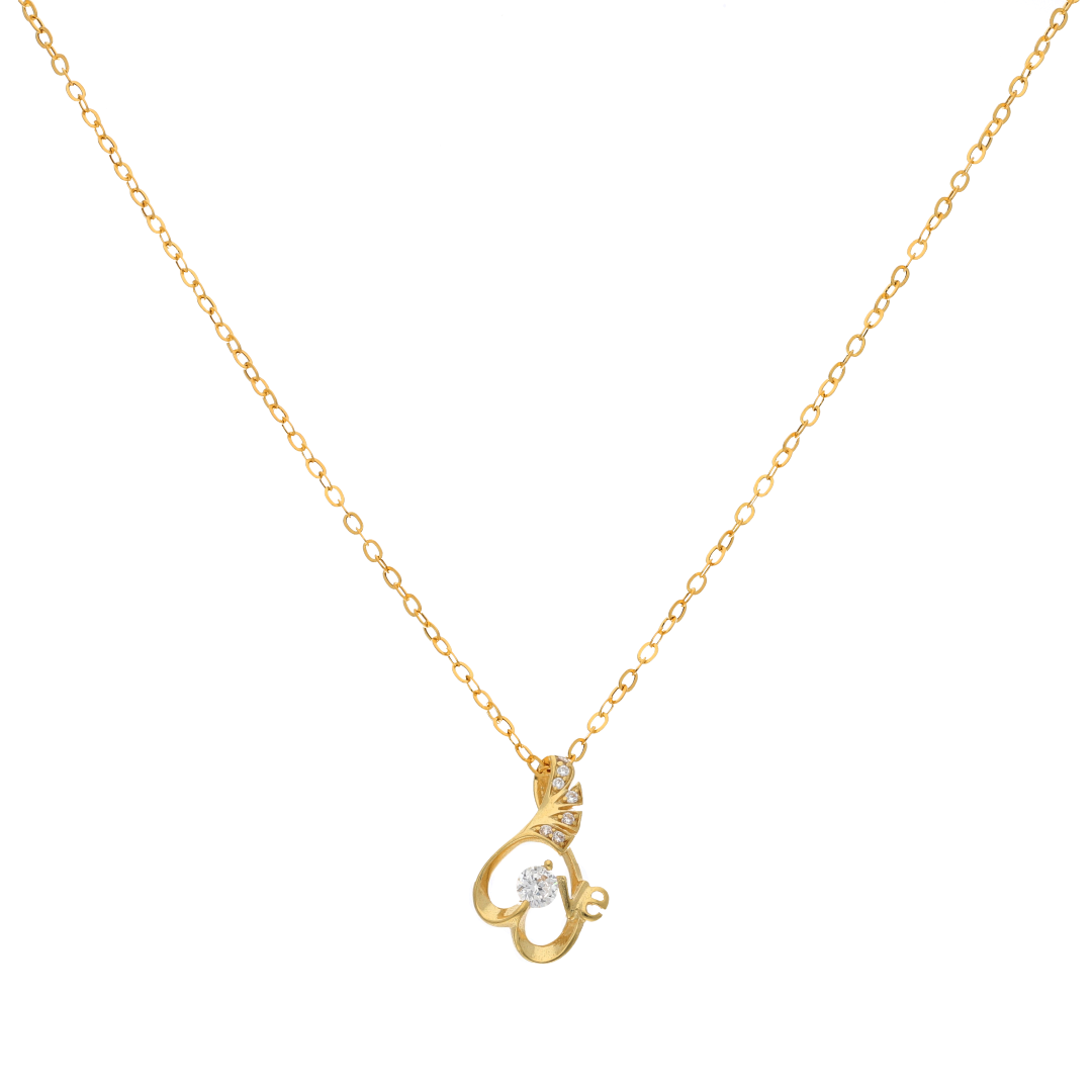 Gold Necklace (Chain with Stylish Heart Pendant) 18KT - FKJNKL18K9172