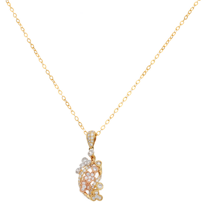 Gold Necklace (Chain with Classic Flower Pendant) 18KT - FKJNKL18K9175