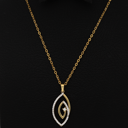 Gold Necklace (Chain with Eye Shaped Pendant) 18KT - FKJNKL18K9177