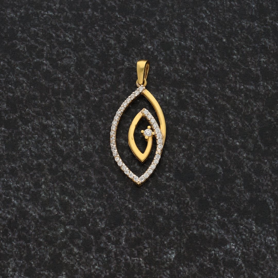 Gold Eye Shaped Pendant 18KT - FKJPND18K9177