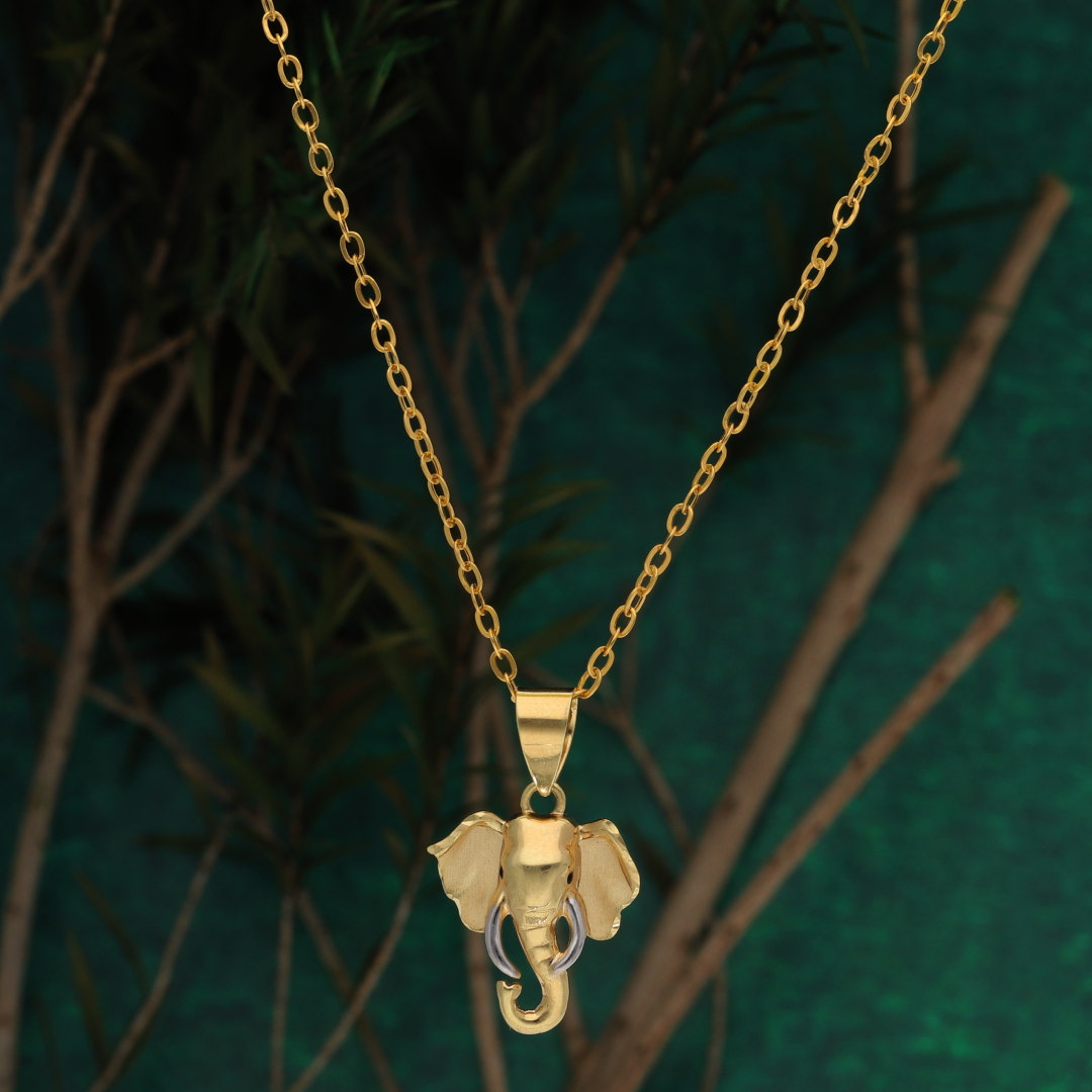 Gold Necklace (Chain with Elephant Head Pendant) 18KT - FKJNKL18K9179