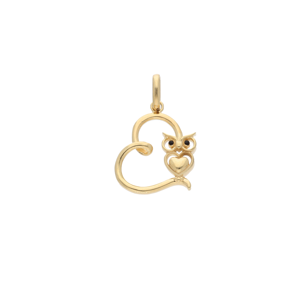 Gold Owl in Heart Pendant 18KT - FKJPND18K9178