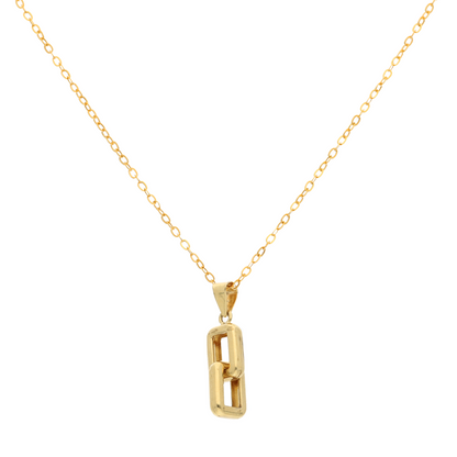 Gold Necklace (Chain with Double Square Link Pendant) 18KT - FKJNKL18K9183