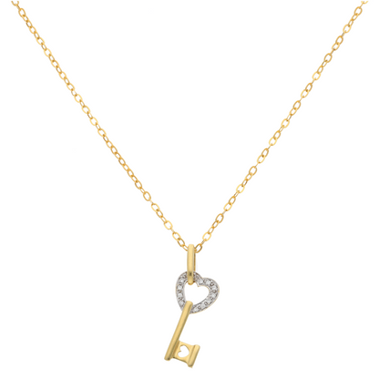Gold Necklace (Chain with Heart Key Pendant) 18KT - FKJNKL18K9186