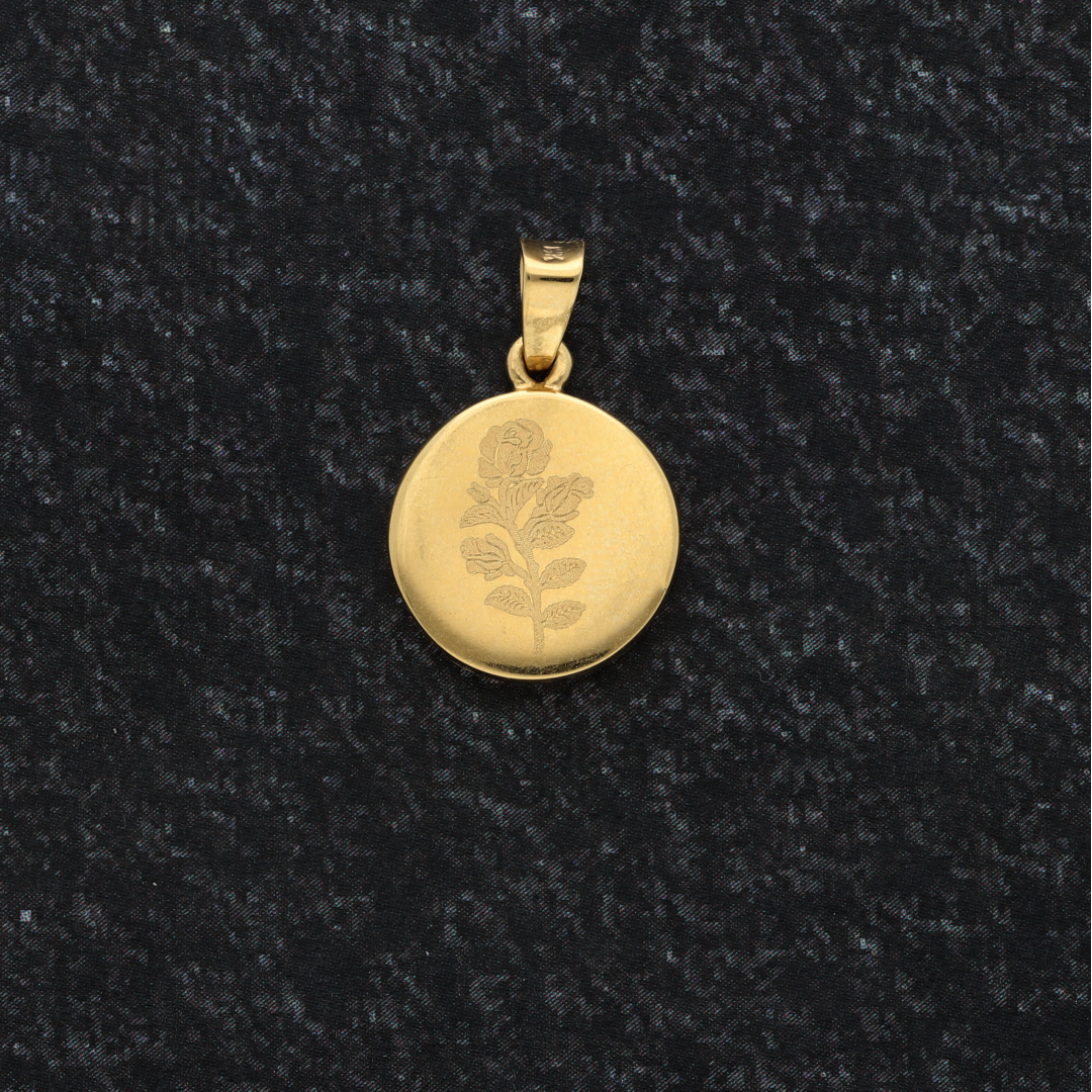 Gold Round Shaped Rose in Pendant 18KT - FKJPND18K9189