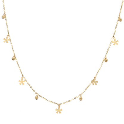 Gold Stud Ball Flower Design Necklace 18KT - FKJNKL18K9191