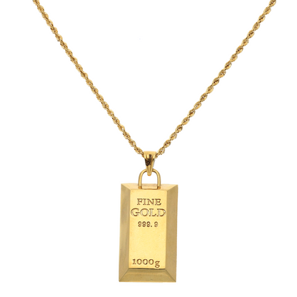 Gold Necklace (Chain with Stud Gold Bar Shaped Pendant) 18KT - FKJNKL18K9198