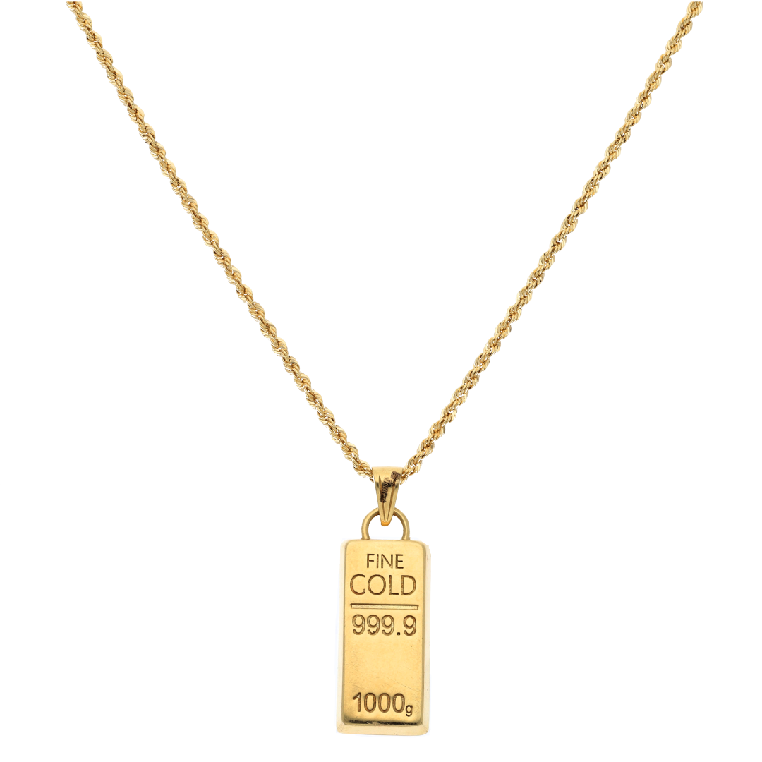 Gold Necklace (Chain with Gold Bar Shaped Pendant) 18KT - FKJNKL18K9196