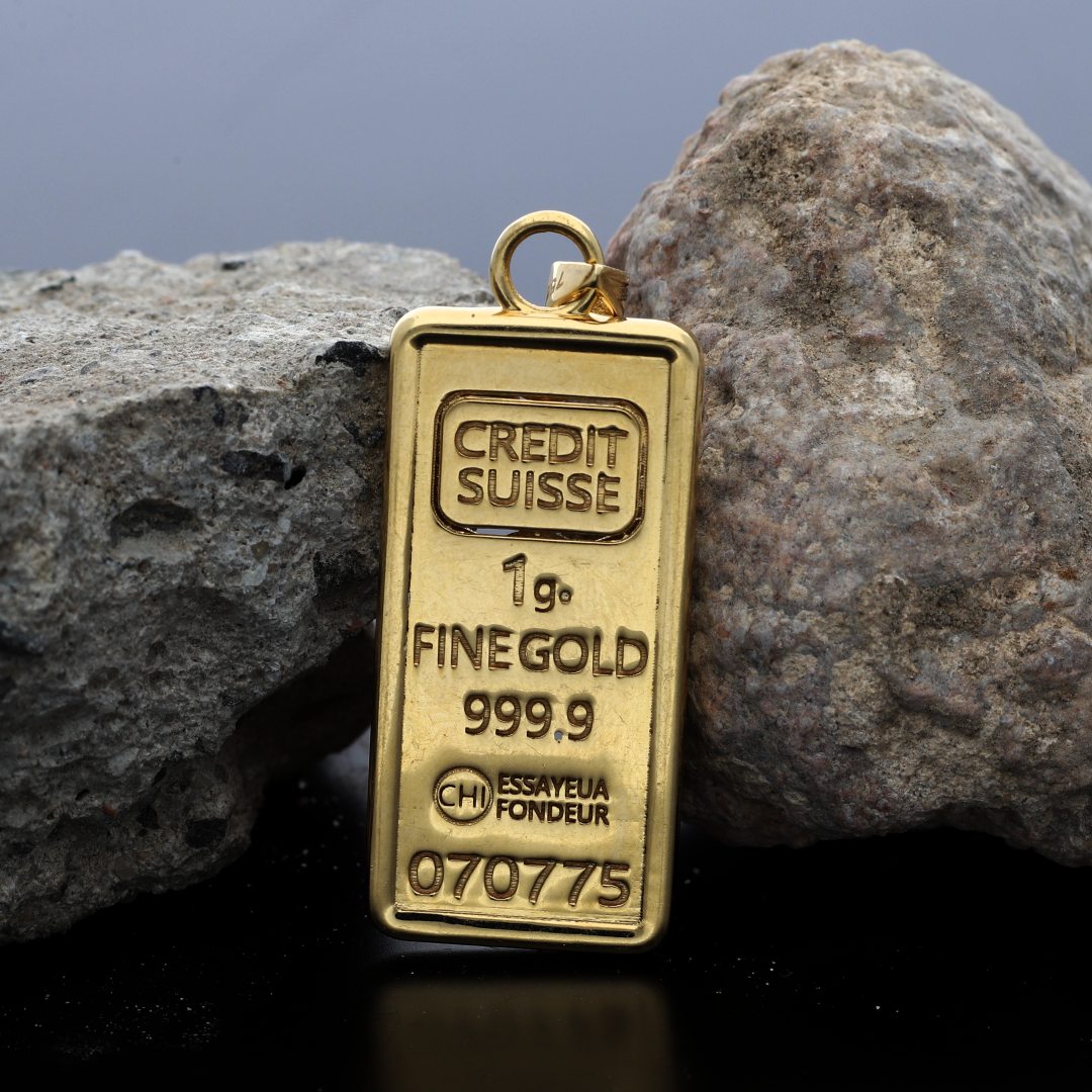 Gold Stud Gold Bar Shaped Pendant 18KT - FKJPND18K9199