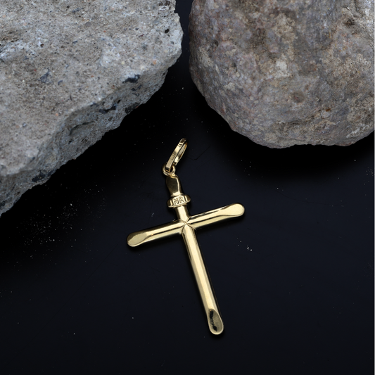 Gold Holy Cross Shaped Pendant 18KT - FKJPND18K9200