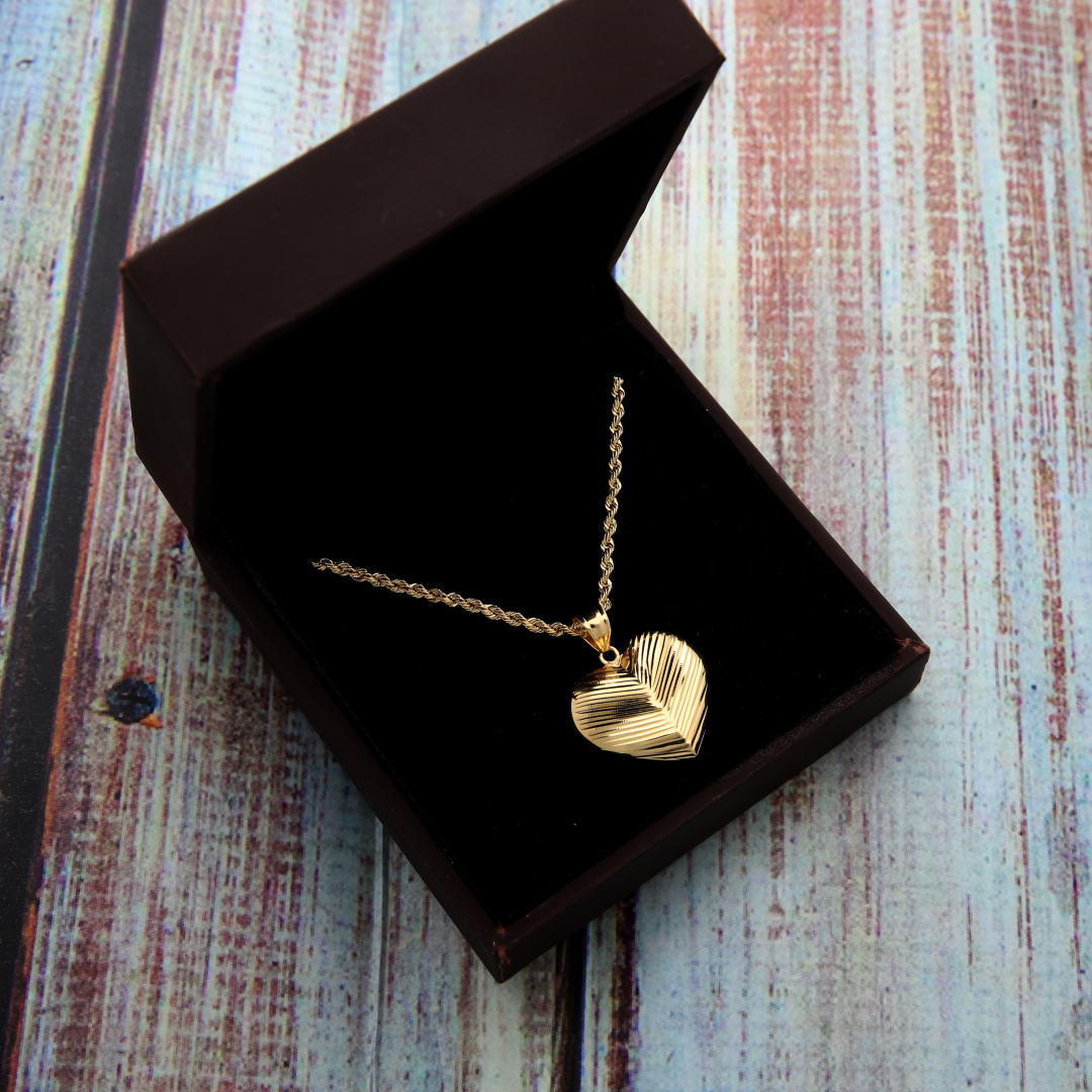 Gold Necklace (Chain with Stud Heart Shaped Pendant) 18KT - FKJNKL18K9201