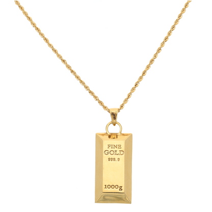 Gold Necklace (Chain with Stud Gold Bar Shaped Pendant) 18KT - FKJNKL18K9197