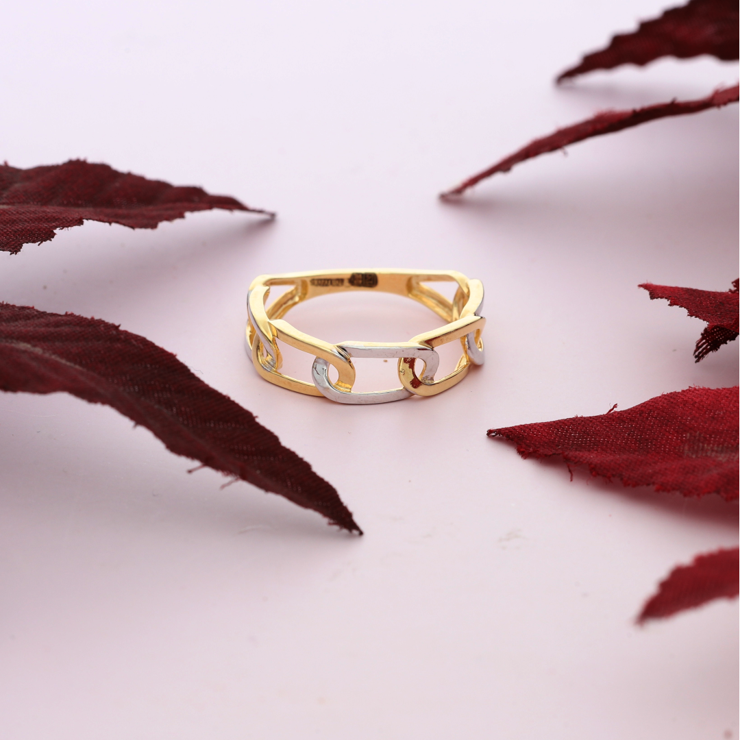 Gold Link Design Ring 18KT - FKJRN18K9242