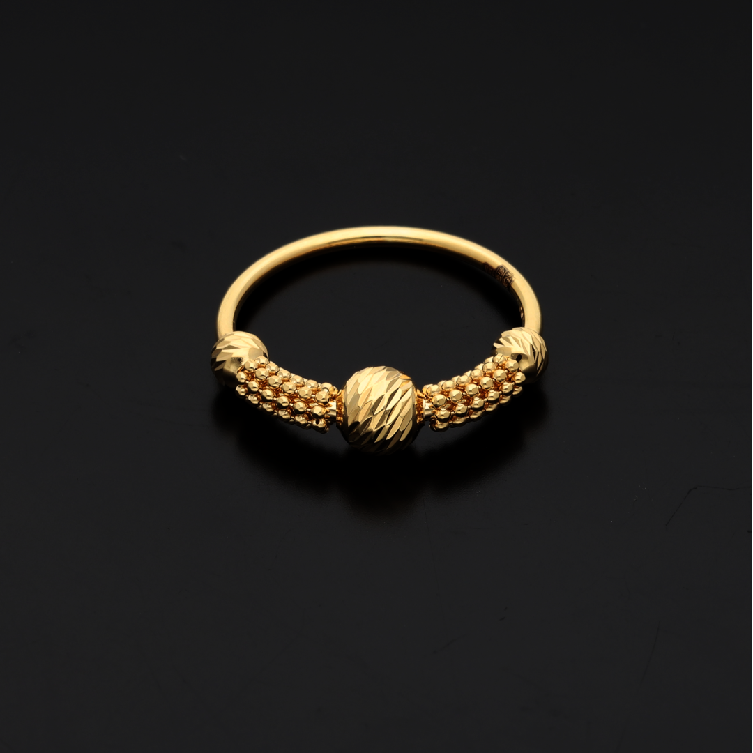 Gold Stud Ball Design Ring 18KT - FKJRN18K9217