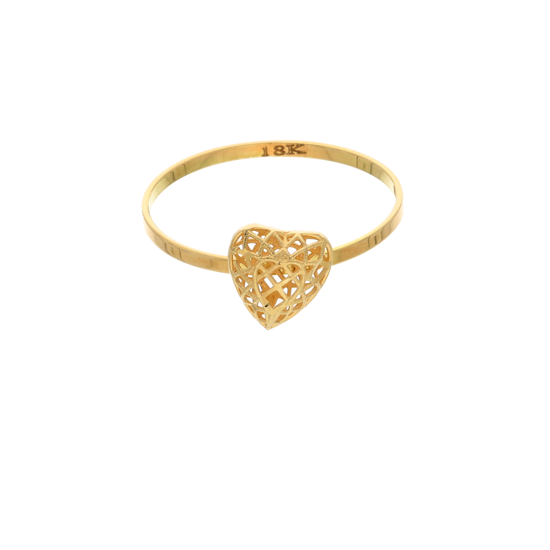 Gold Heart Shaped Design Ring 18KT - FKJRN18K9219