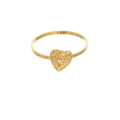 Gold Heart Shaped Design Ring 18KT - FKJRN18K9219