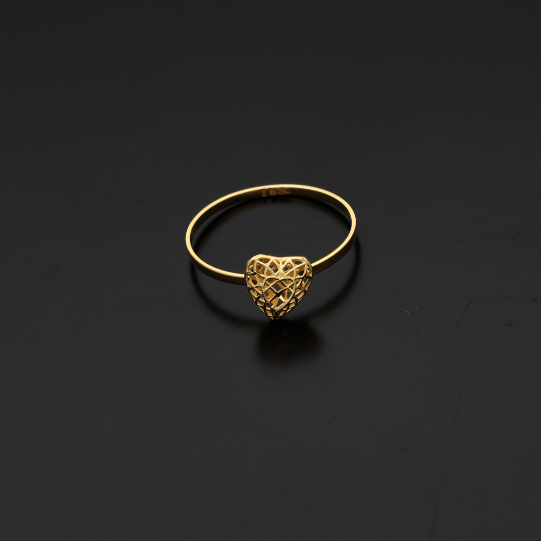 Gold Heart Shaped Design Ring 18KT - FKJRN18K9219