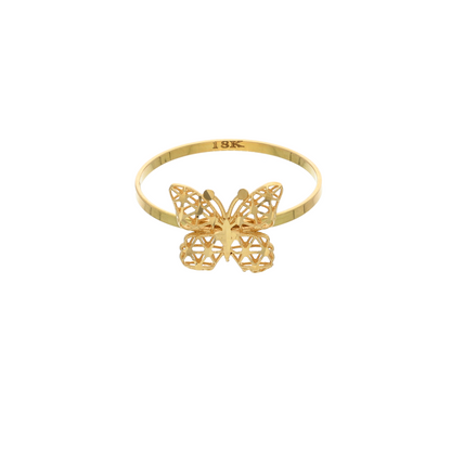 Gold Butterfly Shaped Design Ring 18KT - FKJRN18K9220