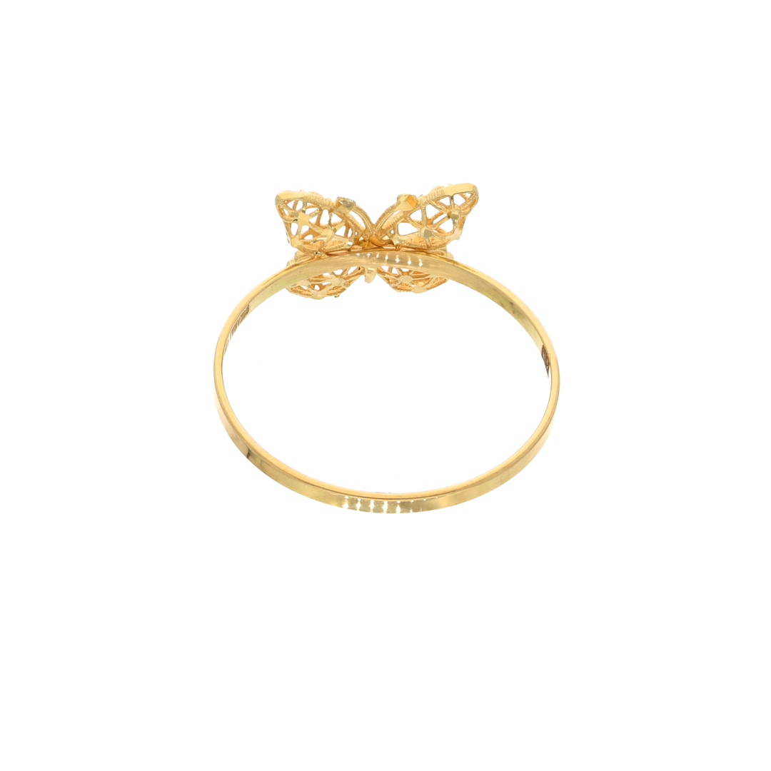 Gold Butterfly Shaped Design Ring 18KT - FKJRN18K9220