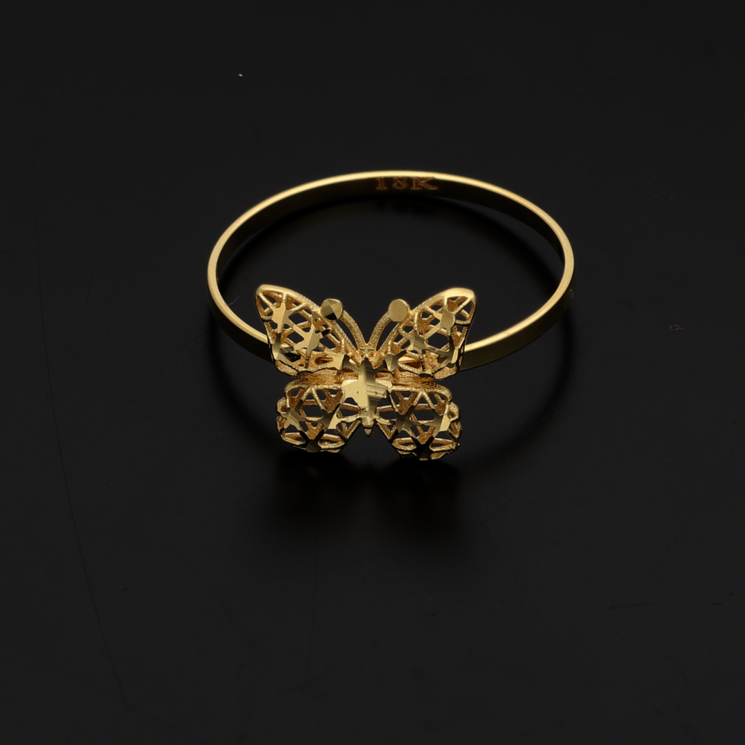 Gold Butterfly Shaped Design Ring 18KT - FKJRN18K9220