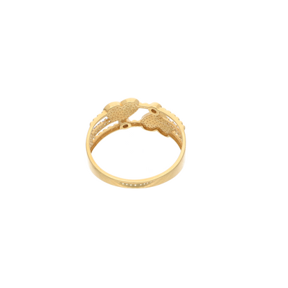 Gold Twin Heart Shaped Ring 18KT - FKJRN18K9226