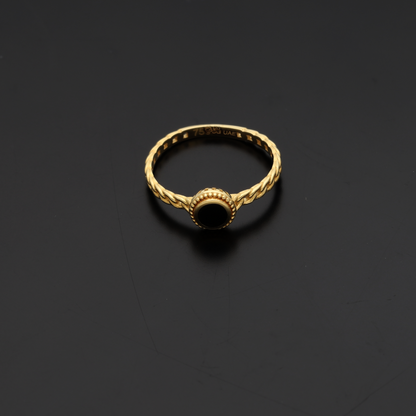 Gold Black Oval Shaped Ring 18KT - FKJRN18K9227