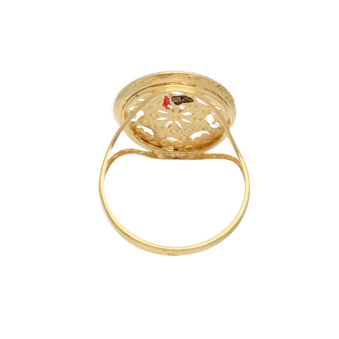 Gold Dainty Round Design Zircon Ring 18KT - FKJRN18K9230