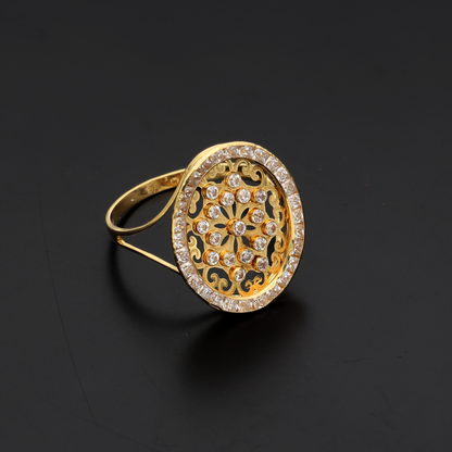 Gold Dainty Round Design Zircon Ring 18KT - FKJRN18K9230