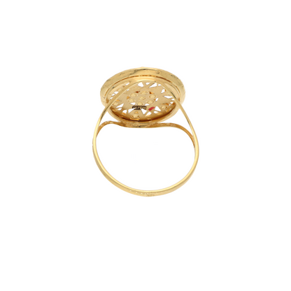 Gold Classic Round Design Zircon Ring 18KT - FKJRN18K9232