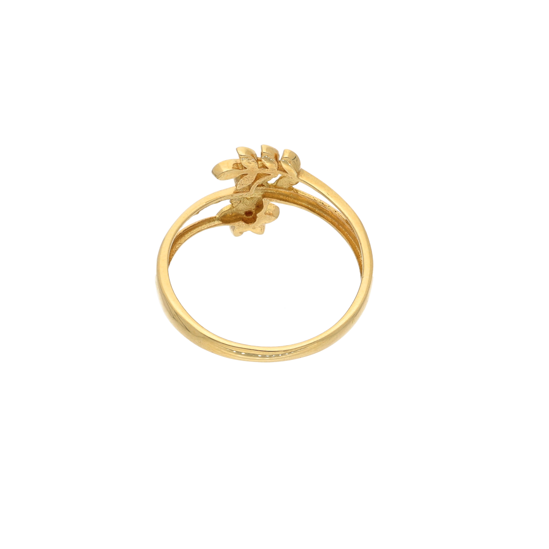 Gold Star & Leaf Design Ring 18KT - FKJRN18K9235