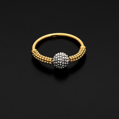 Gold Stud Ball Design Ring 18KT - FKJRN18K9216