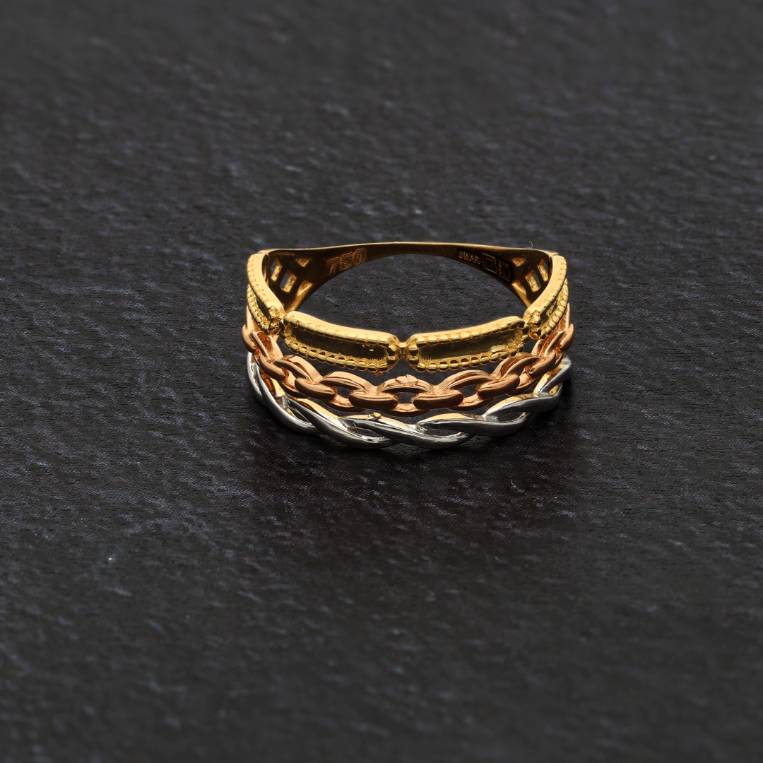 Gold Mixed Style Ring 18KT - FKJRN18K9238