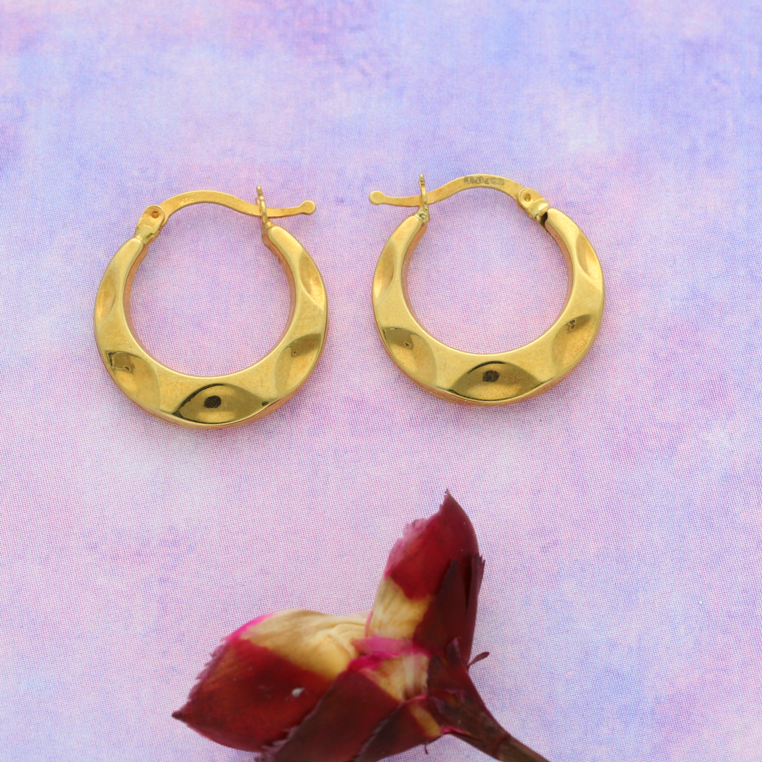 Gold Hoop Round Fashion Earrings 18KT - FKJERN18K9249