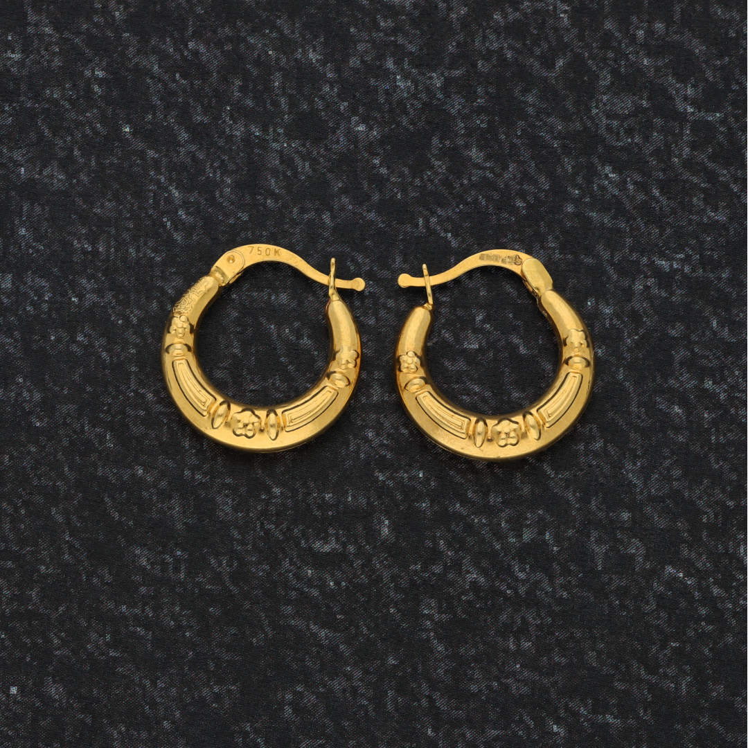Gold Line Hoop Round Fashion Earrings 18KT - FKJERN18K9250