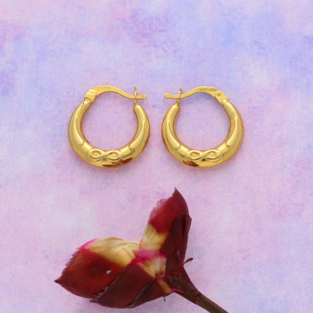 Gold Infinite Hoop Round Fashion Earrings 18KT - FKJERN18K9251