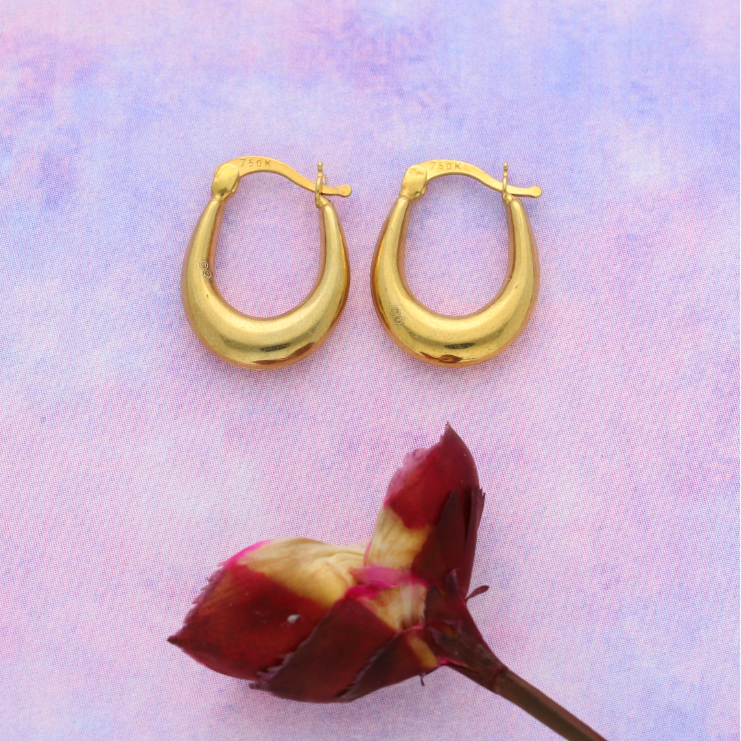 Gold Hoop Round Fashion Earrings 18KT - FKJERN18K9252