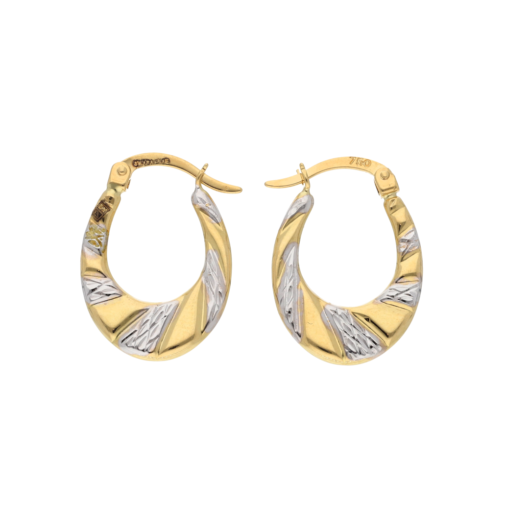 Gold Two Tone Hoop Fashion Earrings 18KT - FKJERN18K9253