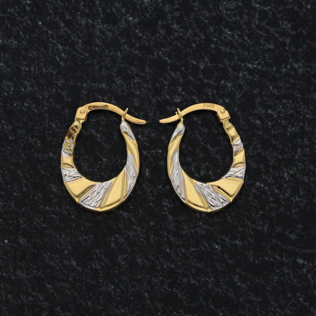 Gold Two Tone Hoop Fashion Earrings 18KT - FKJERN18K9253