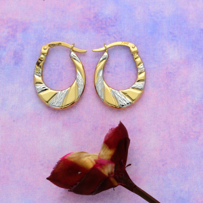 Gold Two Tone Hoop Fashion Earrings 18KT - FKJERN18K9253