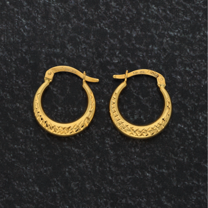 Gold Stud Hoop Fashion Earrings 18KT - FKJERN18K9255