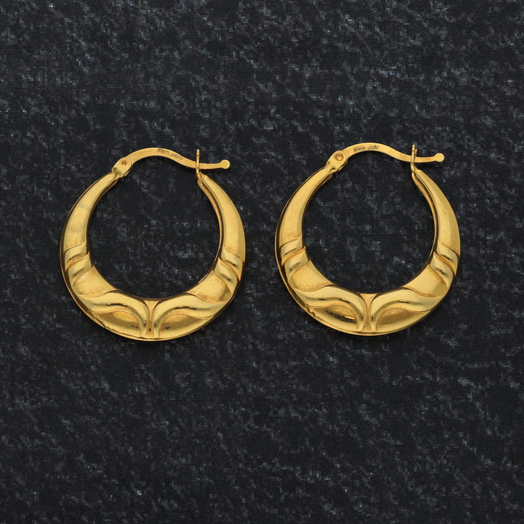 Gold Design Hoop Fashion Earrings 18KT - FKJERN18K9256