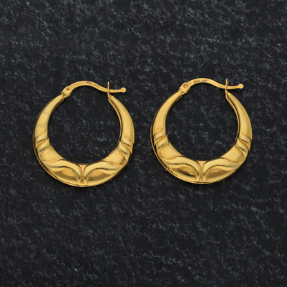 Gold Design Hoop Fashion Earrings 18KT - FKJERN18K9256