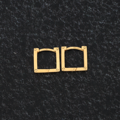 Gold Square Shaped Hoop Earrings 18KT - FKJERN18K9257