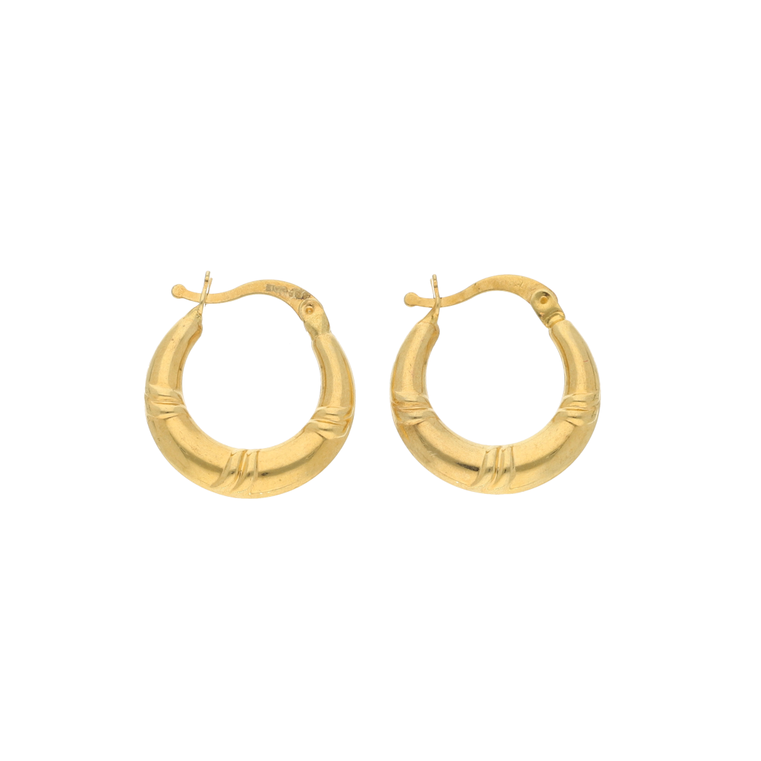 Gold Simple Design Hoop Fashion Earrings 18KT - FKJERN18K9258