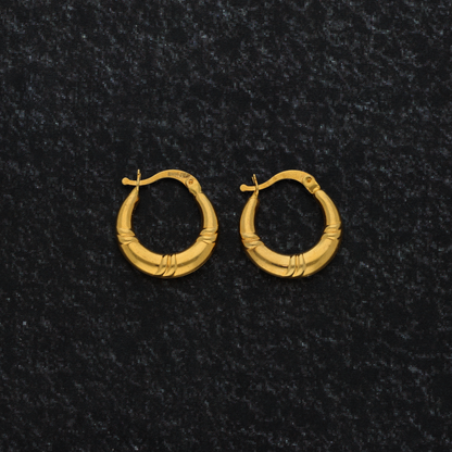 Gold Simple Design Hoop Fashion Earrings 18KT - FKJERN18K9258