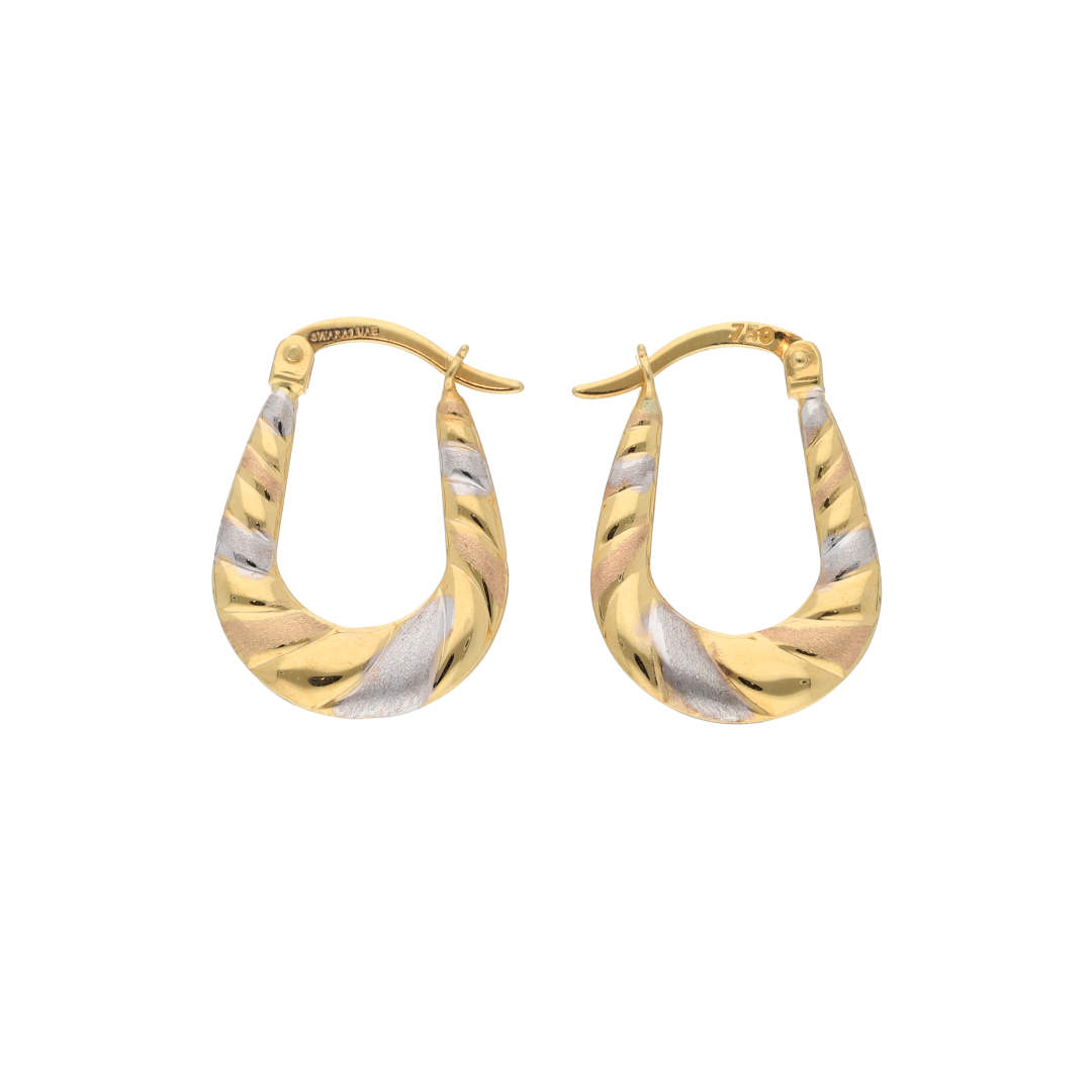 Gold Two Tone Hoop Fashion Earrings 18KT - FKJERN18K9259