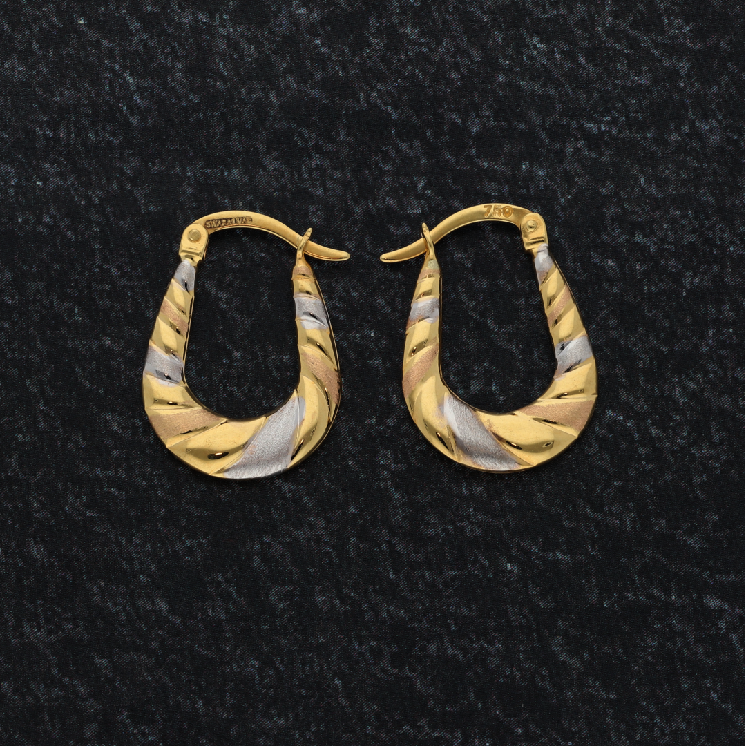 Gold Two Tone Hoop Fashion Earrings 18KT - FKJERN18K9259