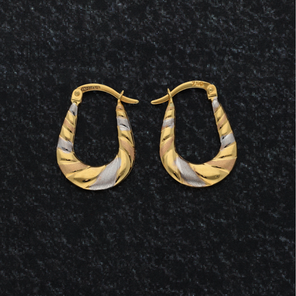 Gold Two Tone Hoop Fashion Earrings 18KT - FKJERN18K9259